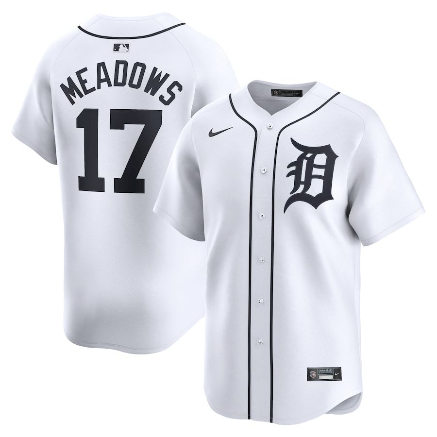 Men Detroit Tigers #17 Austin Meadows Nike White Home Limited Player MLB Jersey